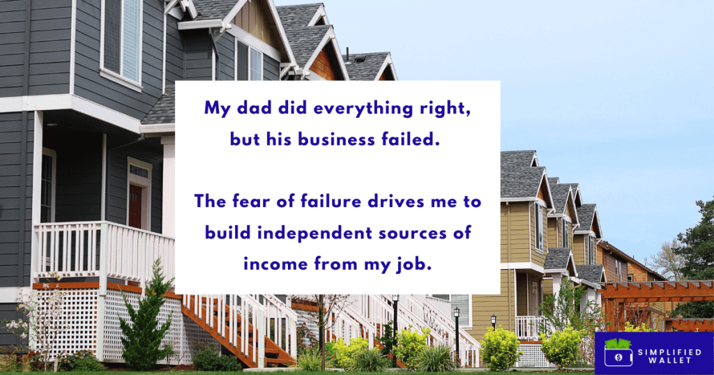 Real estate investor - The fear of failure drives me to build independent sources of income from my job